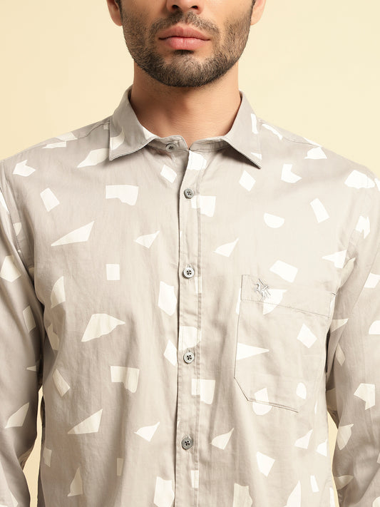 Casual Shirt for Men | Breathable & Soft with Color Fastness Regular Fit Spread Collar Neck Cotton Fabric Printed Pattern