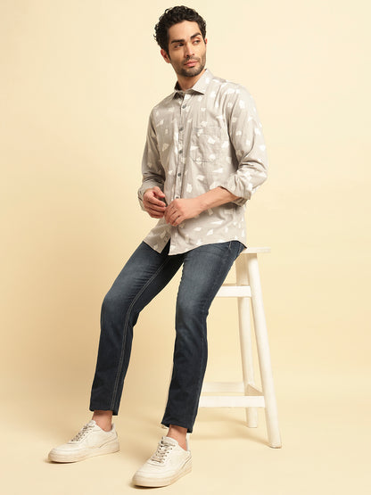 Casual Shirt for Men | Breathable & Soft with Color Fastness Regular Fit Spread Collar Neck Cotton Fabric Printed Pattern