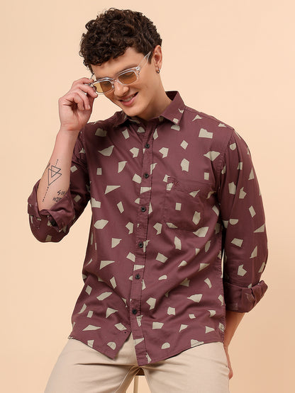 Casual Shirt for Men | Breathable & Soft with Color Fastness Regular Fit Spread Collar Neck Cotton Fabric Printed Pattern