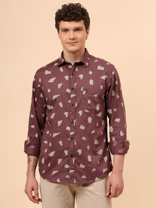 Casual Shirt for Men | Breathable & Soft with Color Fastness Regular Fit Spread Collar Neck Cotton Fabric Printed Pattern