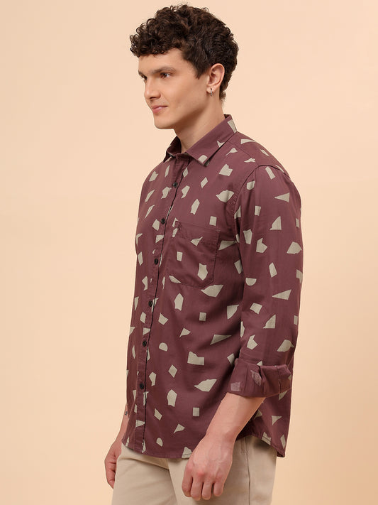Casual Shirt for Men | Breathable & Soft with Color Fastness Regular Fit Spread Collar Neck Cotton Fabric Printed Pattern