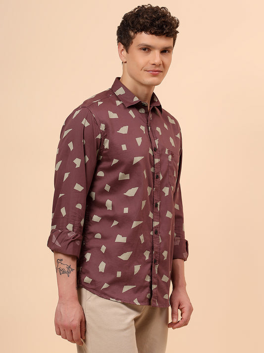 Casual Shirt for Men | Breathable & Soft with Color Fastness Regular Fit Spread Collar Neck Cotton Fabric Printed Pattern