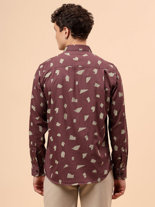 Casual Shirt for Men | Breathable & Soft with Color Fastness Regular Fit Spread Collar Neck Cotton Fabric Printed Pattern