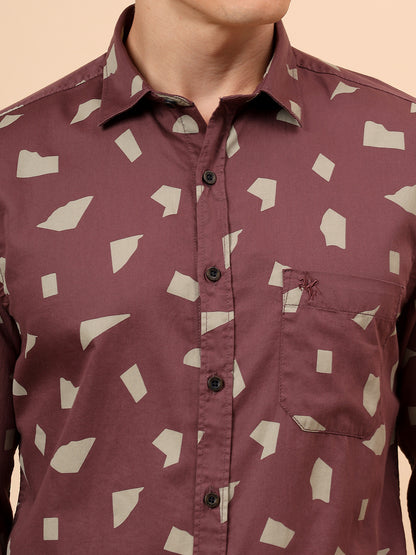 Casual Shirt for Men | Breathable & Soft with Color Fastness Regular Fit Spread Collar Neck Cotton Fabric Printed Pattern