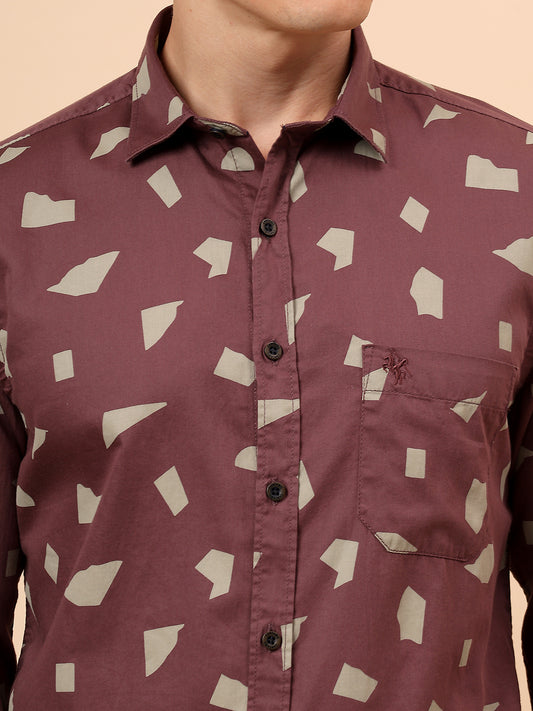 Casual Shirt for Men | Breathable & Soft with Color Fastness Regular Fit Spread Collar Neck Cotton Fabric Printed Pattern