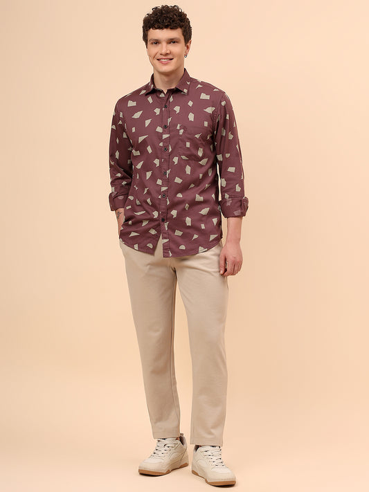 Casual Shirt for Men | Breathable & Soft with Color Fastness Regular Fit Spread Collar Neck Cotton Fabric Printed Pattern