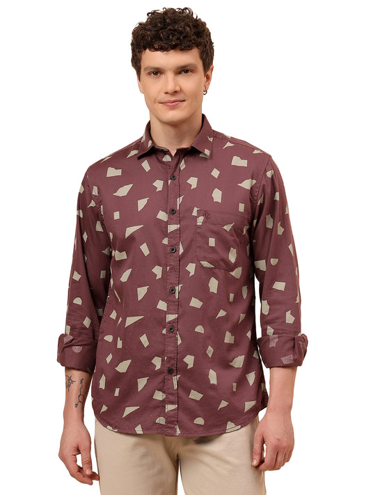 Casual Shirt for Men | Breathable & Soft with Color Fastness Regular Fit Spread Collar Neck Cotton Fabric Printed Pattern