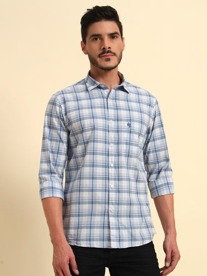 Casual Shirt for Men | Breathable & Soft with Color Fastness Regular Fit Spread Collar Neck Cotton Fabric Checkered Pattern