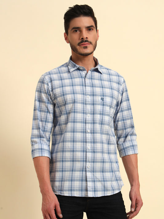 Casual Shirt for Men | Breathable & Soft with Color Fastness Regular Fit Spread Collar Neck Cotton Fabric Checkered Pattern