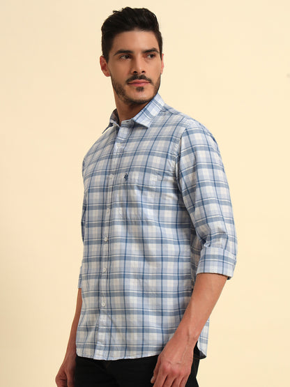 Casual Shirt for Men | Breathable & Soft with Color Fastness Regular Fit Spread Collar Neck Cotton Fabric Checkered Pattern