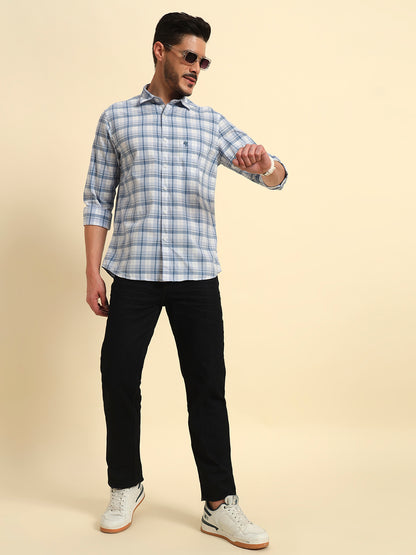 Casual Shirt for Men | Breathable & Soft with Color Fastness Regular Fit Spread Collar Neck Cotton Fabric Checkered Pattern