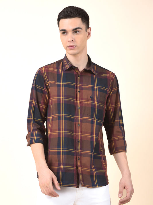 Casual Shirt for Men | Breathable & Soft with Color Fastness Slim Cotton Fabric Check Pattern