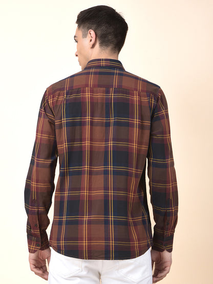 Casual Shirt for Men | Breathable & Soft with Color Fastness Slim Cotton Fabric Check Pattern