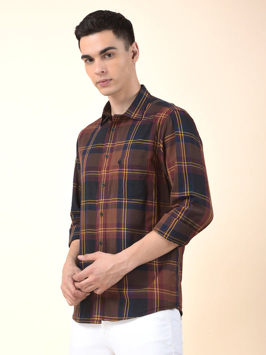 Casual Shirt for Men | Breathable & Soft with Color Fastness Slim Cotton Fabric Check Pattern