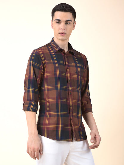 Casual Shirt for Men | Breathable & Soft with Color Fastness Slim Cotton Fabric Check Pattern