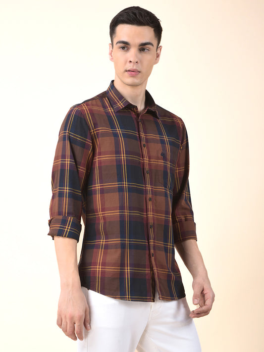 Casual Shirt for Men | Breathable & Soft with Color Fastness Slim Cotton Fabric Check Pattern
