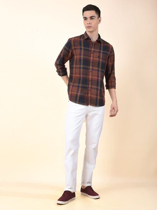 Casual Shirt for Men | Breathable & Soft with Color Fastness Slim Cotton Fabric Check Pattern
