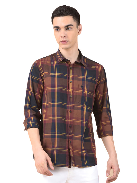 Casual Shirt for Men | Breathable & Soft with Color Fastness Slim Cotton Fabric Check Pattern