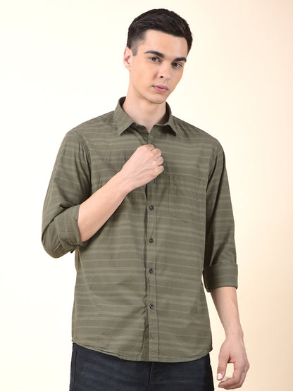 Casual Shirt for Men | Breathable & Soft with Color Fastness Slim Cotton Fabric Striped Pattern