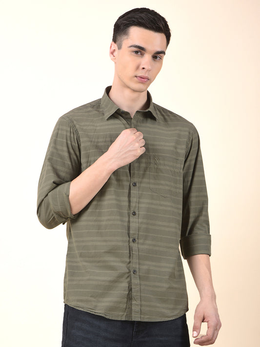 Casual Shirt for Men | Breathable & Soft with Color Fastness Slim Cotton Fabric Striped Pattern