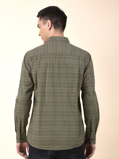 Casual Shirt for Men | Breathable & Soft with Color Fastness Slim Cotton Fabric Striped Pattern