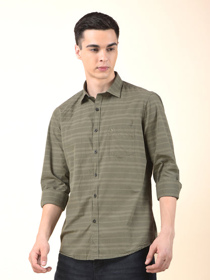 Casual Shirt for Men | Breathable & Soft with Color Fastness Slim Cotton Fabric Striped Pattern