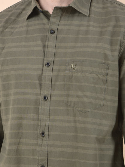 Casual Shirt for Men | Breathable & Soft with Color Fastness Slim Cotton Fabric Striped Pattern