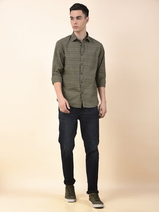 Casual Shirt for Men | Breathable & Soft with Color Fastness Slim Cotton Fabric Striped Pattern