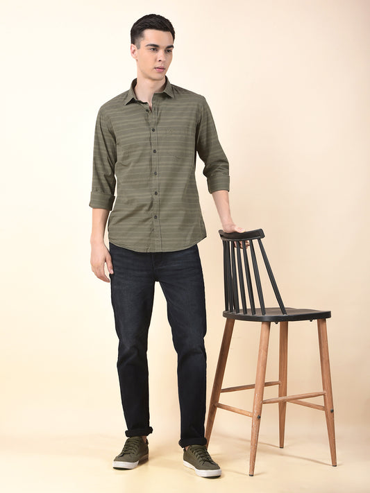 Casual Shirt for Men | Breathable & Soft with Color Fastness Slim Cotton Fabric Striped Pattern