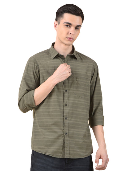 Casual Shirt for Men | Breathable & Soft with Color Fastness Slim Cotton Fabric Striped Pattern