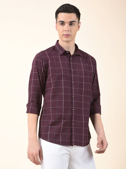 Casual Shirt for Men | Breathable & Soft with Color Fastness Slim Cotton Fabric Check Pattern