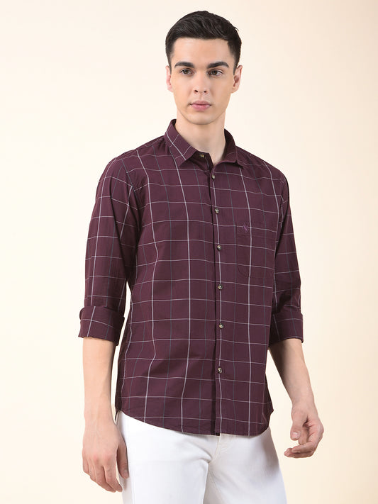 Casual Shirt for Men | Breathable & Soft with Color Fastness Slim Cotton Fabric Check Pattern