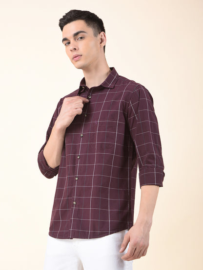 Casual Shirt for Men | Breathable & Soft with Color Fastness Slim Cotton Fabric Check Pattern
