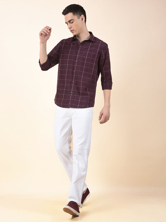 Casual Shirt for Men | Breathable & Soft with Color Fastness Slim Cotton Fabric Check Pattern