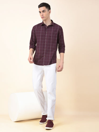 Casual Shirt for Men | Breathable & Soft with Color Fastness Slim Cotton Fabric Check Pattern