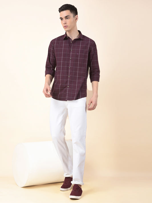 Casual Shirt for Men | Breathable & Soft with Color Fastness Slim Cotton Fabric Check Pattern