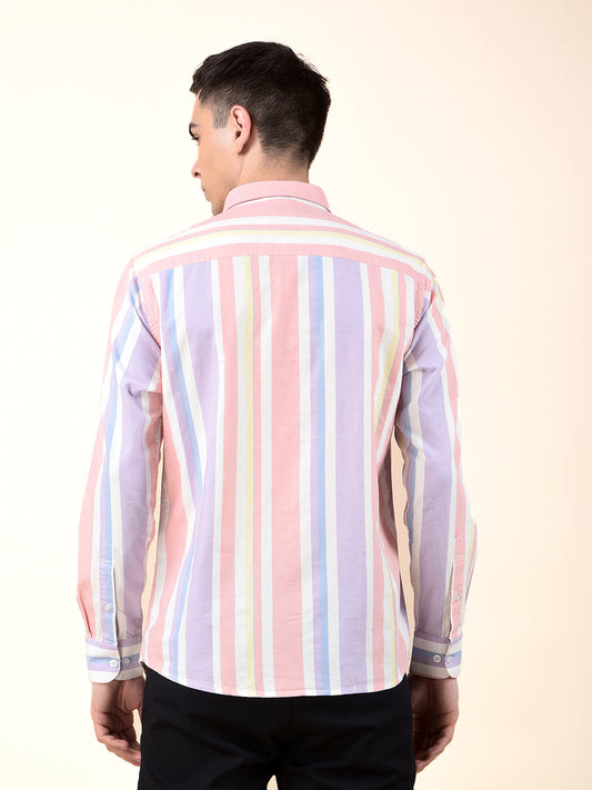 Casual Shirt for Men | Breathable & Soft with Color Fastness Slim Cotton Fabric Striped Pattern