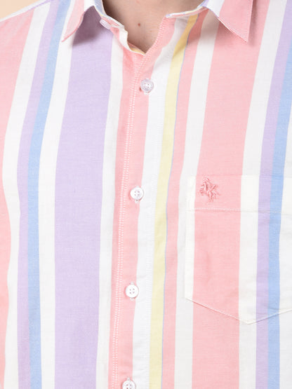 Casual Shirt for Men | Breathable & Soft with Color Fastness Slim Cotton Fabric Striped Pattern