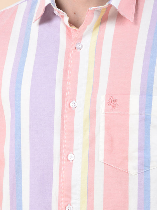 Casual Shirt for Men | Breathable & Soft with Color Fastness Slim Cotton Fabric Striped Pattern