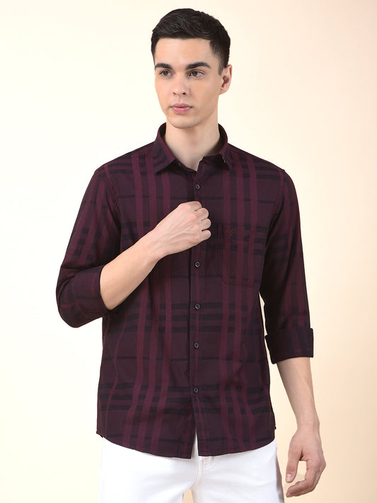 Casual Shirt for Men | Breathable & Soft with Color Fastness Slim Cotton Fabric Check Pattern
