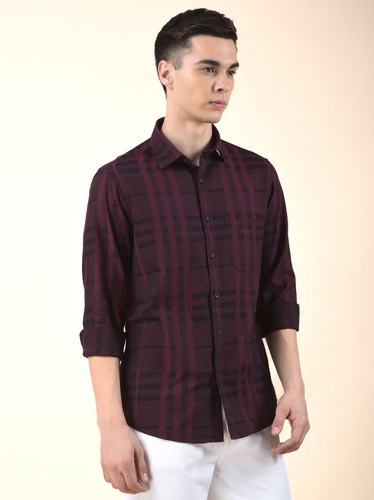 Casual Shirt for Men | Breathable & Soft with Color Fastness Slim Cotton Fabric Check Pattern