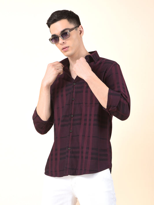 Casual Shirt for Men | Breathable & Soft with Color Fastness Slim Cotton Fabric Check Pattern