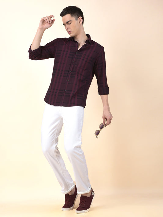 Casual Shirt for Men | Breathable & Soft with Color Fastness Slim Cotton Fabric Check Pattern