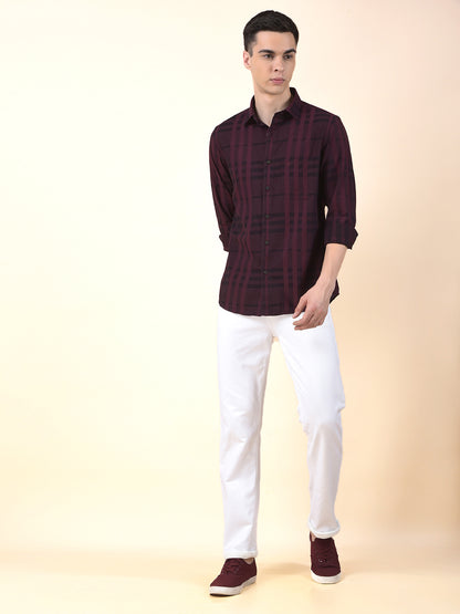 Casual Shirt for Men | Breathable & Soft with Color Fastness Slim Cotton Fabric Check Pattern