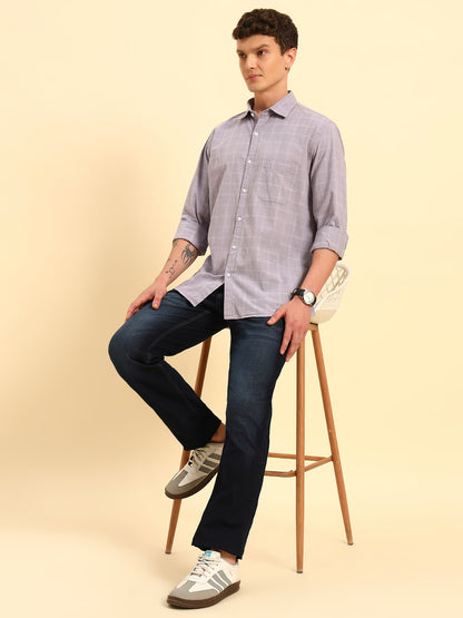 Casual Shirt for Men | Breathable & Soft with Color Fastness Regular Fit Spread Collar Neck Cotton Fabric Checkered Pattern