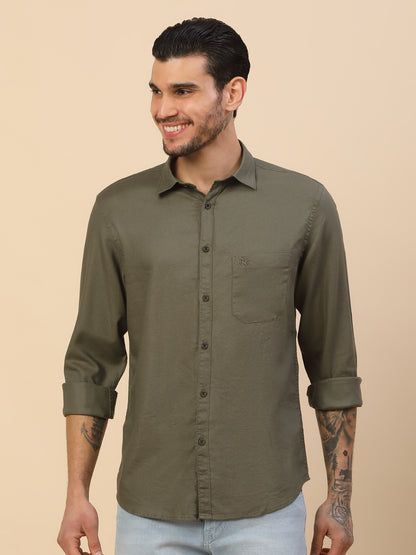 Men's Stylish Solid Casual Shirt | Regular Fit | Full Sleeve | Cotton Blend | Smart Casual Wear
