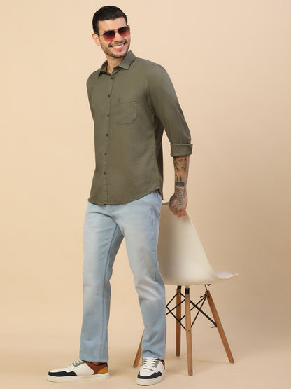 Men's Stylish Solid Casual Shirt | Regular Fit | Full Sleeve | Cotton Blend | Smart Casual Wear
