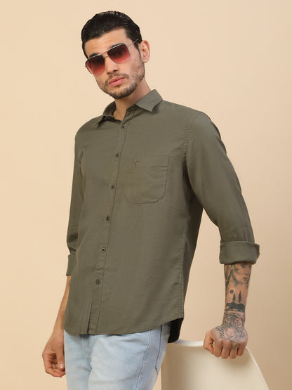 Men's Stylish Solid Casual Shirt | Regular Fit | Full Sleeve | Cotton Blend | Smart Casual Wear