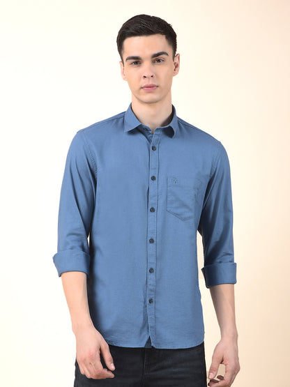Casual Shirt for Men | Breathable & Soft with Color Fastness Slim Cotton Blend Fabric Self Design Pattern