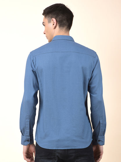 Casual Shirt for Men | Breathable & Soft with Color Fastness Slim Cotton Blend Fabric Self Design Pattern